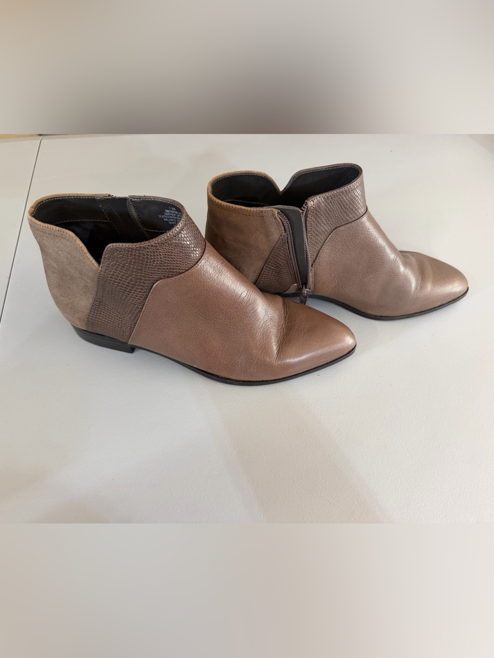 Nine West Two-Tone Brown Leather & Suede Ankle Booties